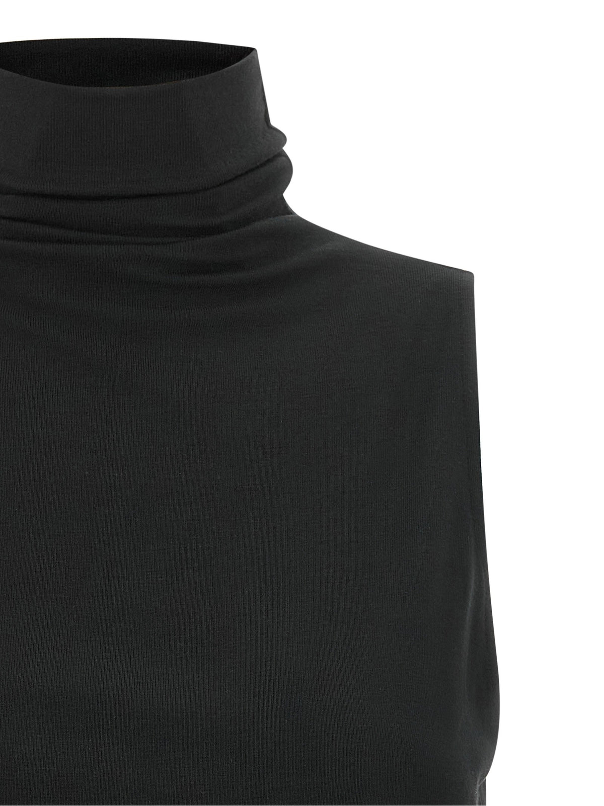 Black jersey turtleneck sweater