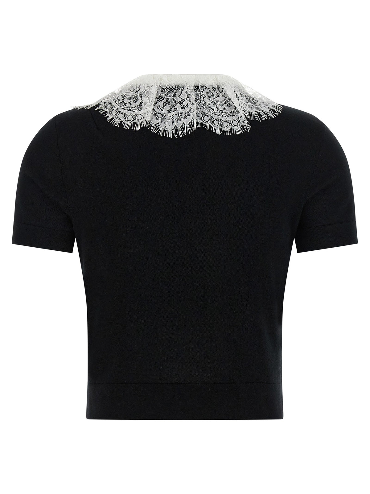 'Black Knit Lace Collar' top