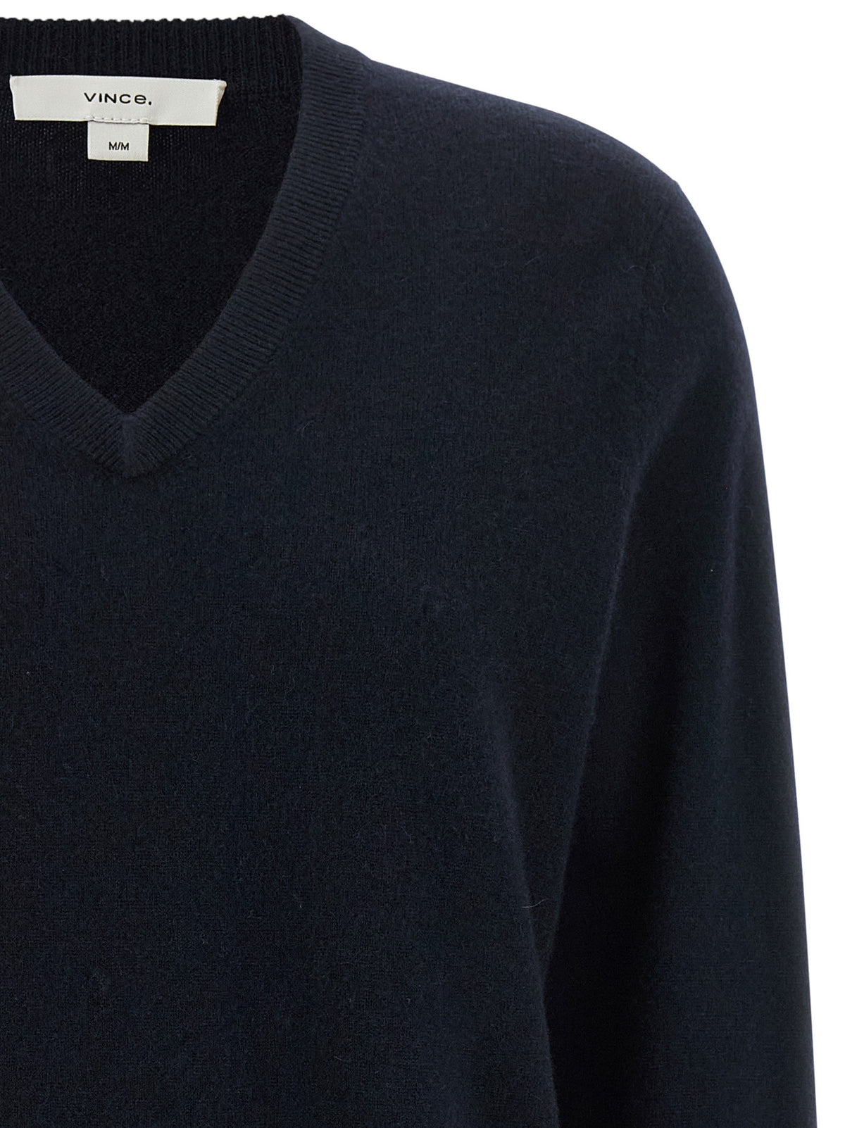 Blue cashmere V-neck sweater