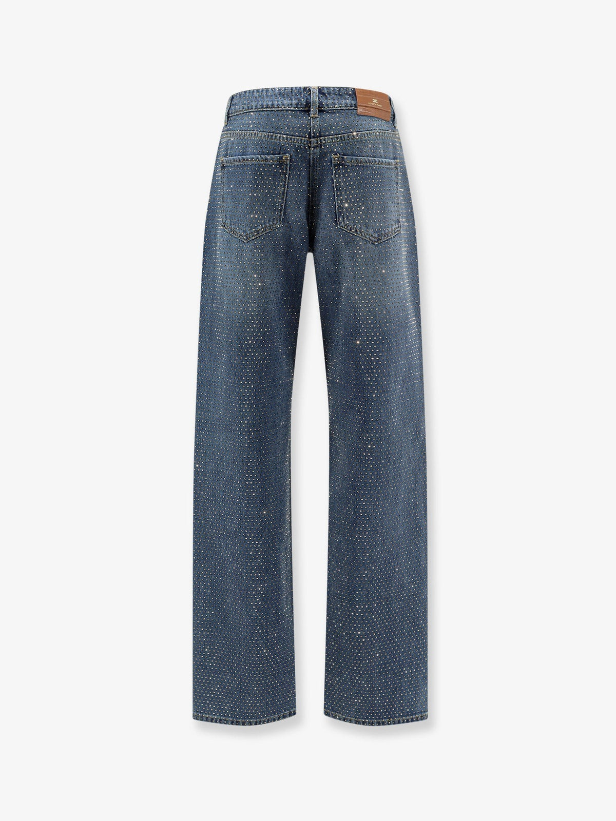 Blue denim jeans with all-over crystals