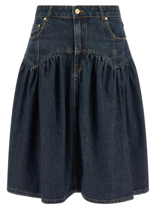 Blue slub denim skirt
