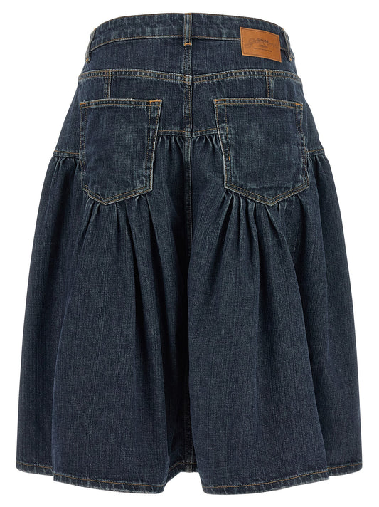 Blue slub denim skirt