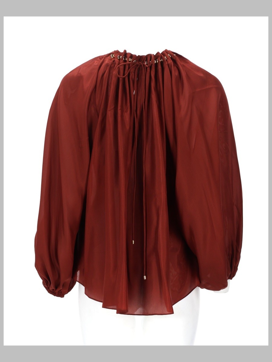 BLUSA ARRICCIATA "ASTER" CON PERLINE