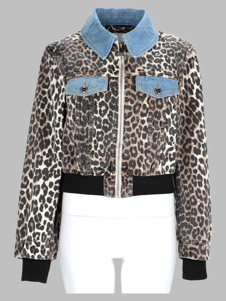 Bomber in Denim Stampato