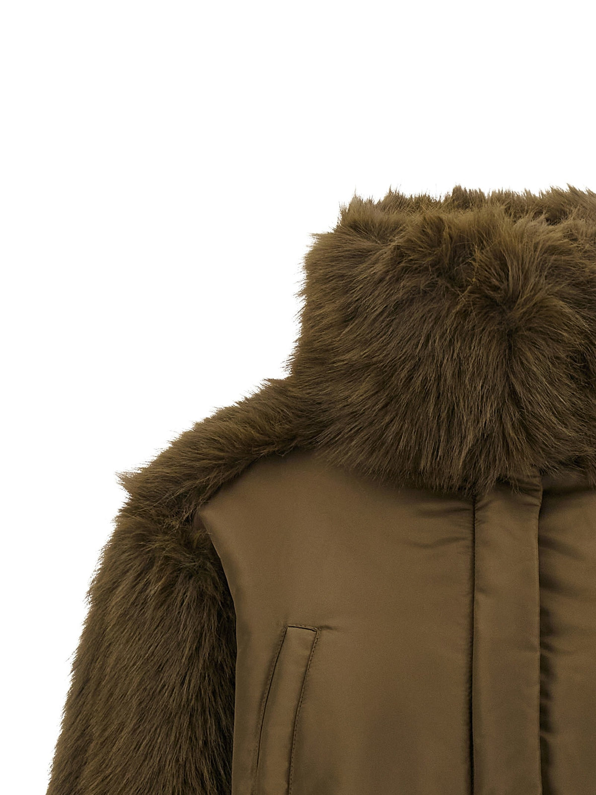Bomber jacket with fur inserts