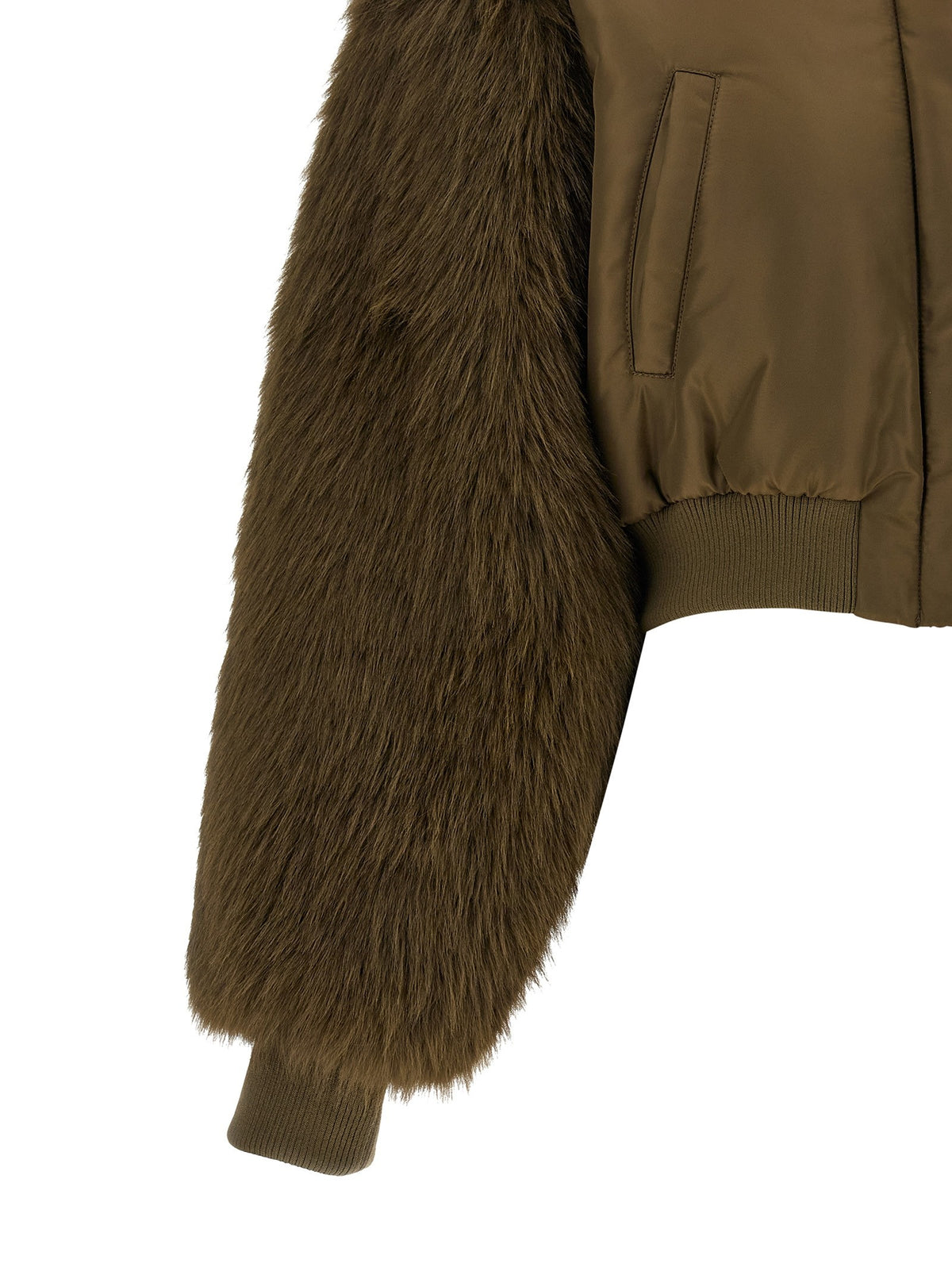 Bomber jacket with fur inserts