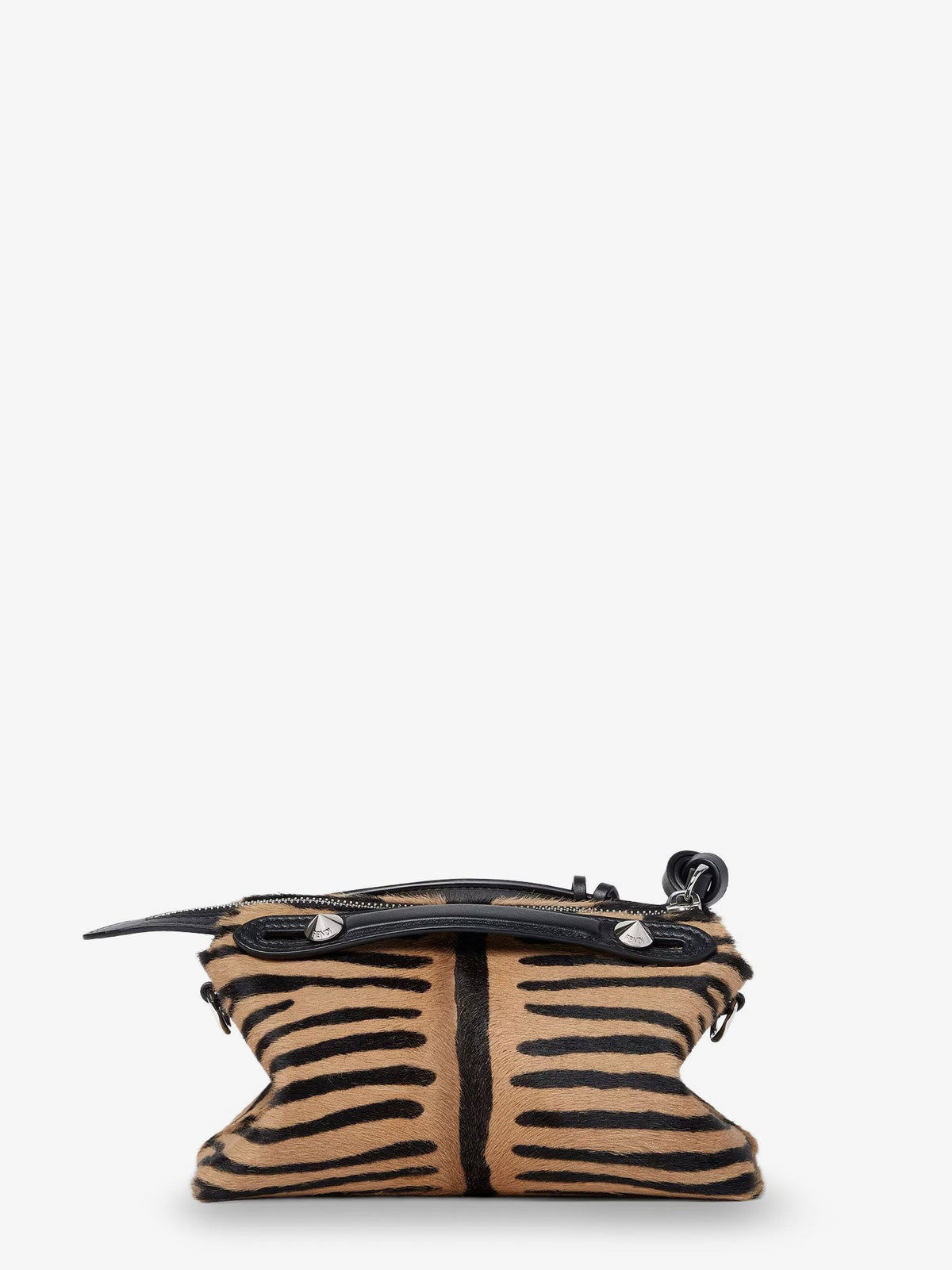 Boston handbag with tiger print in pony skin