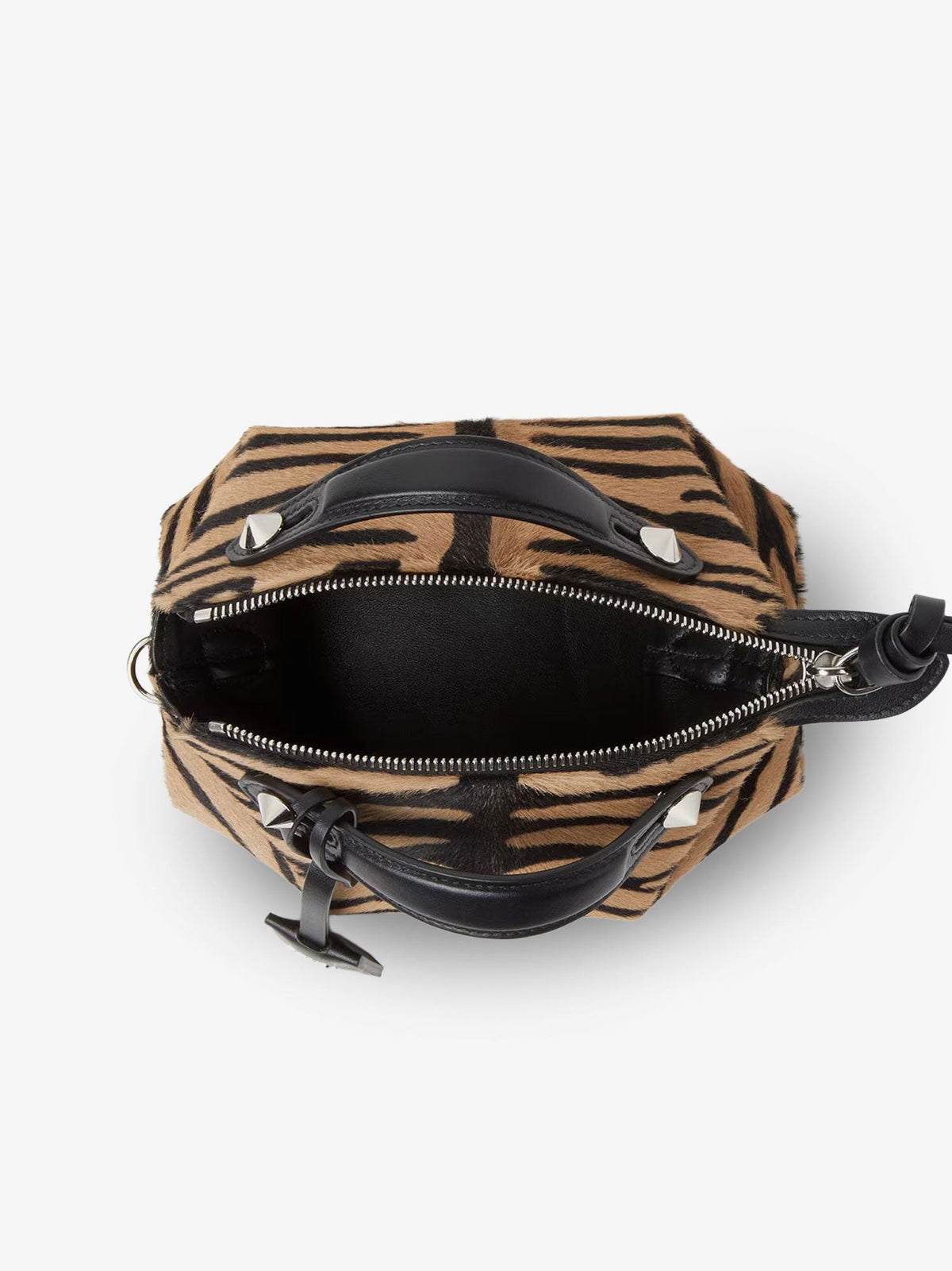 Boston handbag with tiger print in pony skin