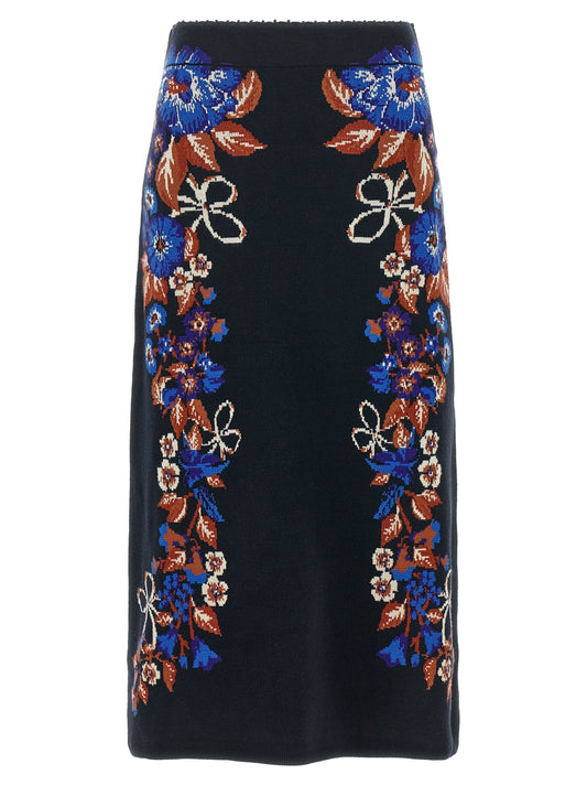 'Bow Garden Knit' intarsia skirt