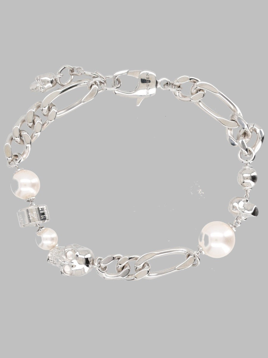 Bracciale a Catena con Perle e Teschi