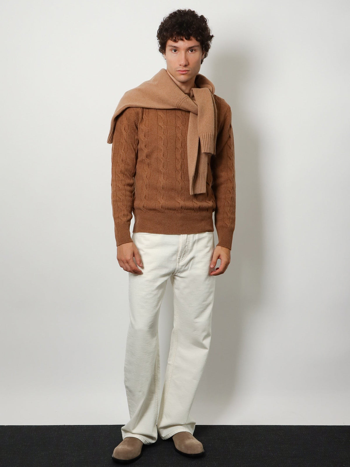 Braided knit wool sweater