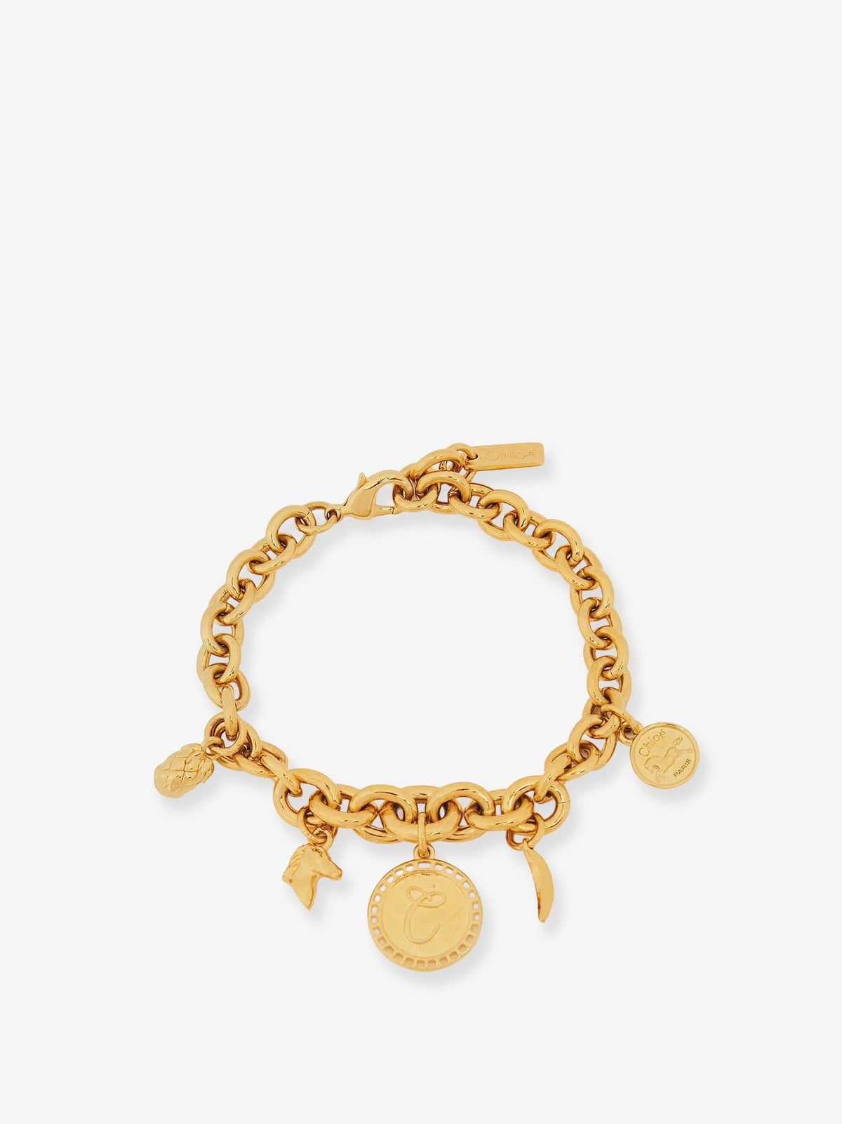 Brass bracelet with charms
