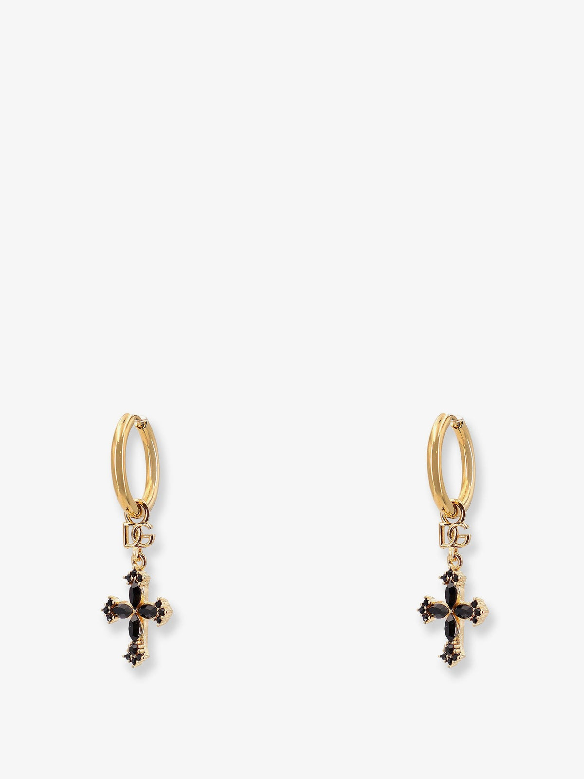 Brass earrings with rhinestones