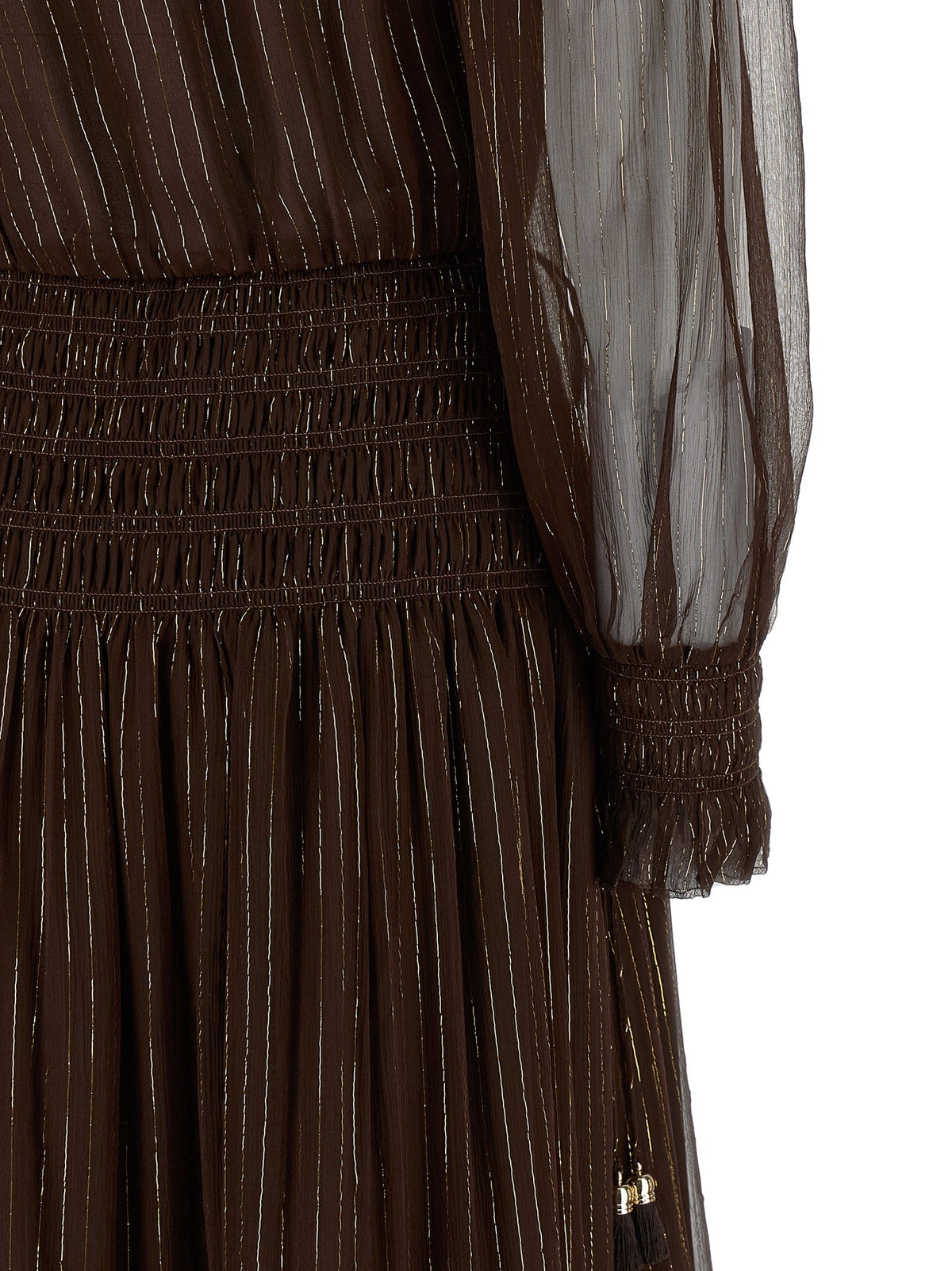 'Brown Georgette Off Shoulder Maxi' dress