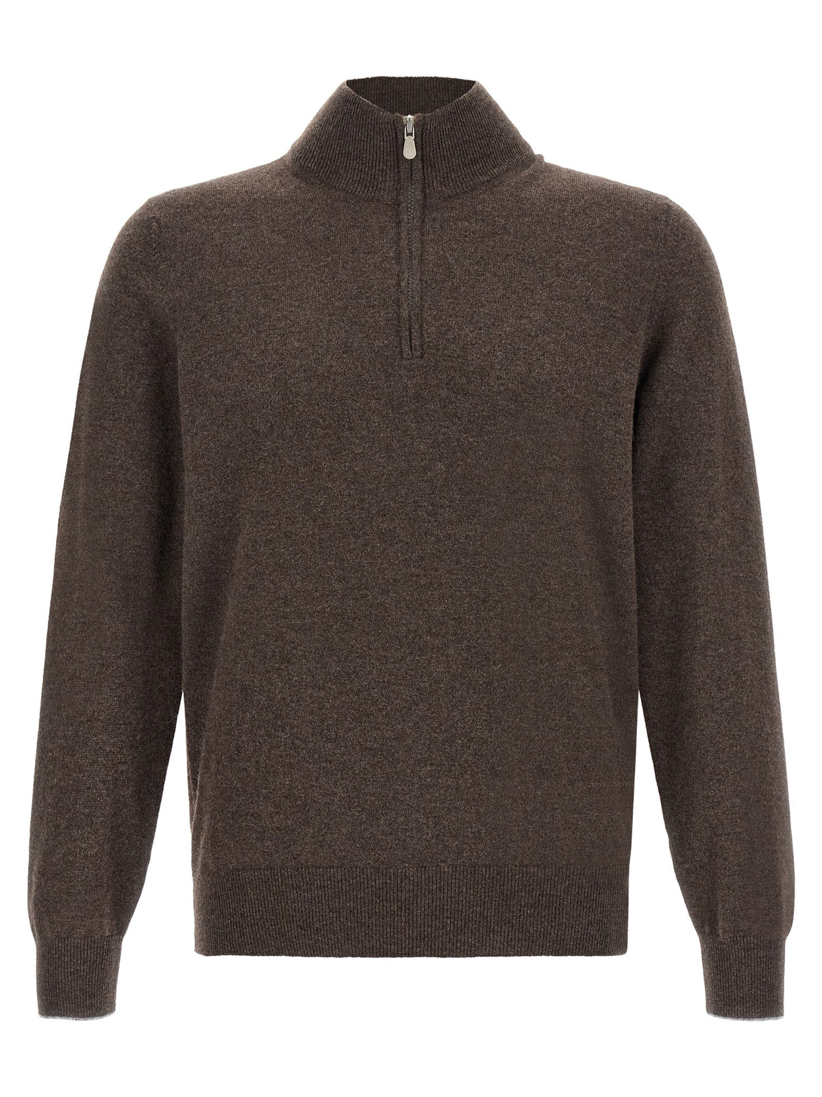 Brown half-zip sweater