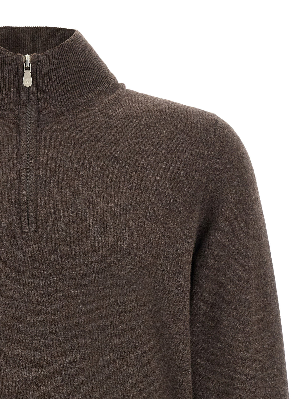 Brown half-zip sweater