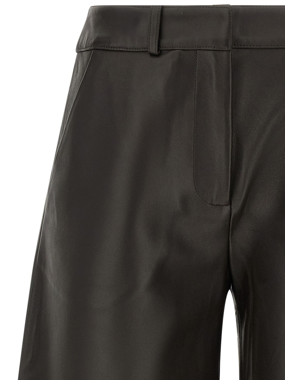 Brown leather barrel trousers