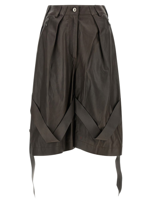 Brown leather bermuda shorts