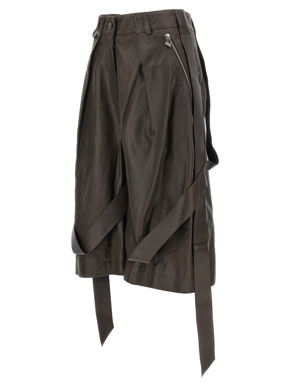 Brown leather bermuda shorts