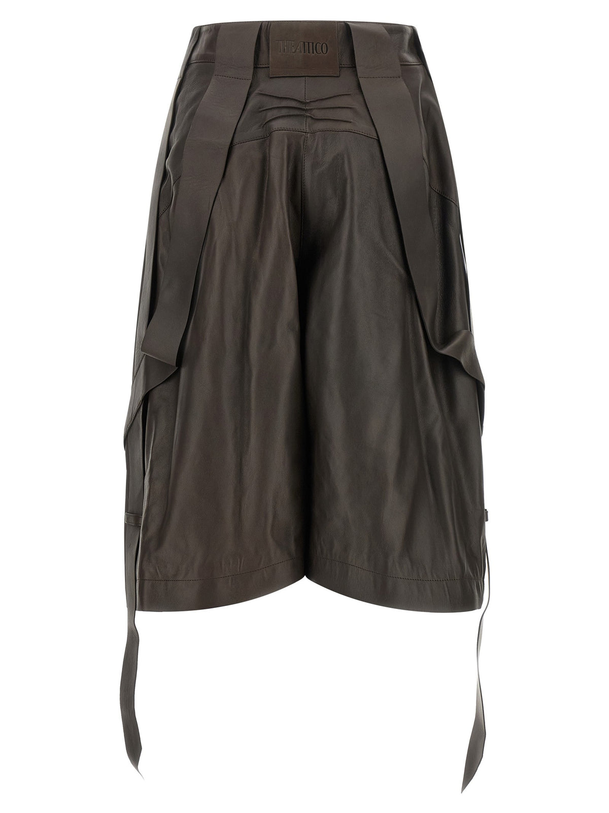 Brown leather bermuda shorts
