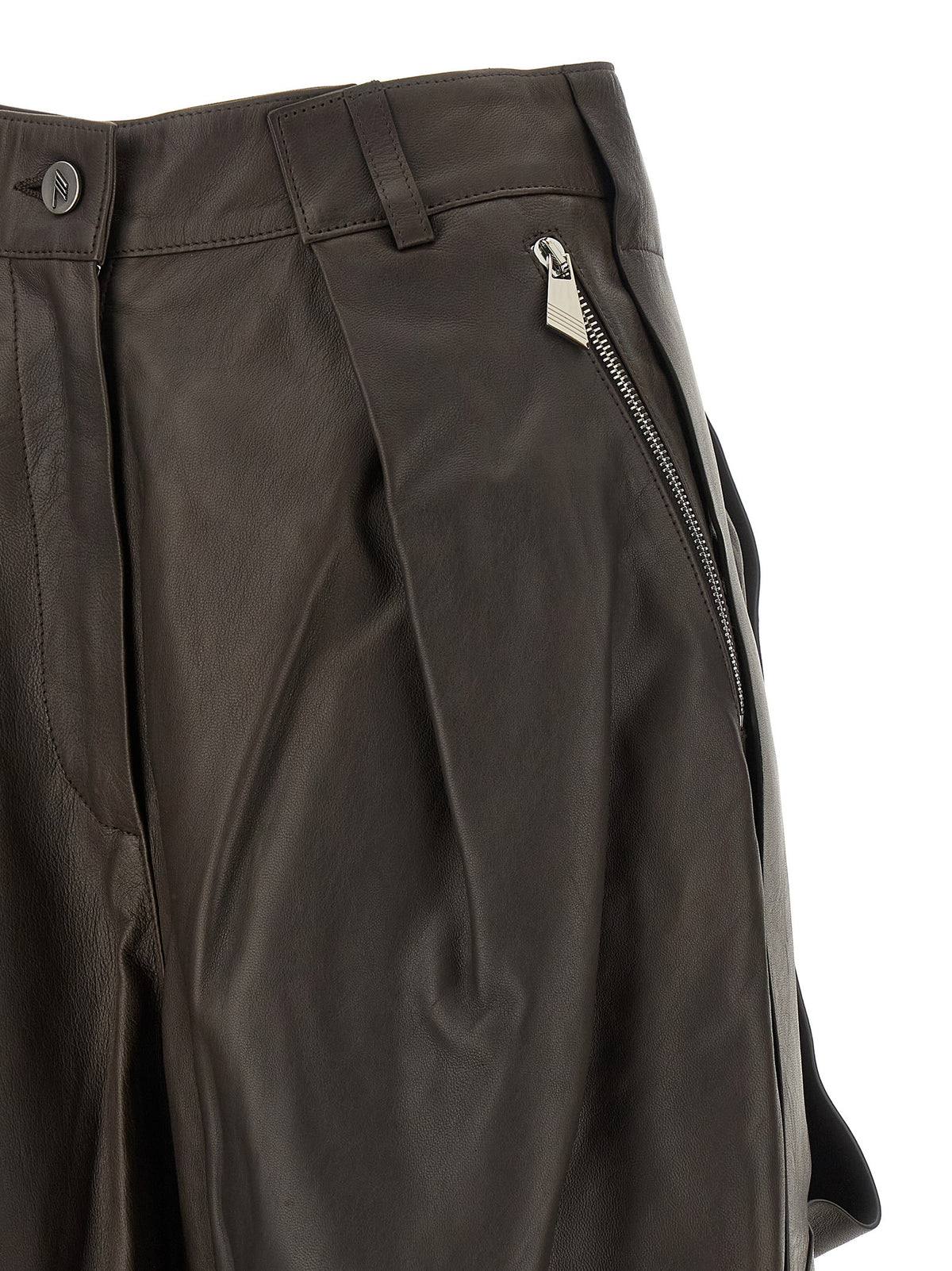 Brown leather bermuda shorts