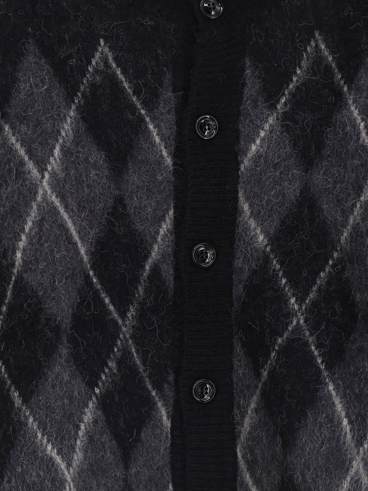 Brushed Argyle alpaca blend cardigan