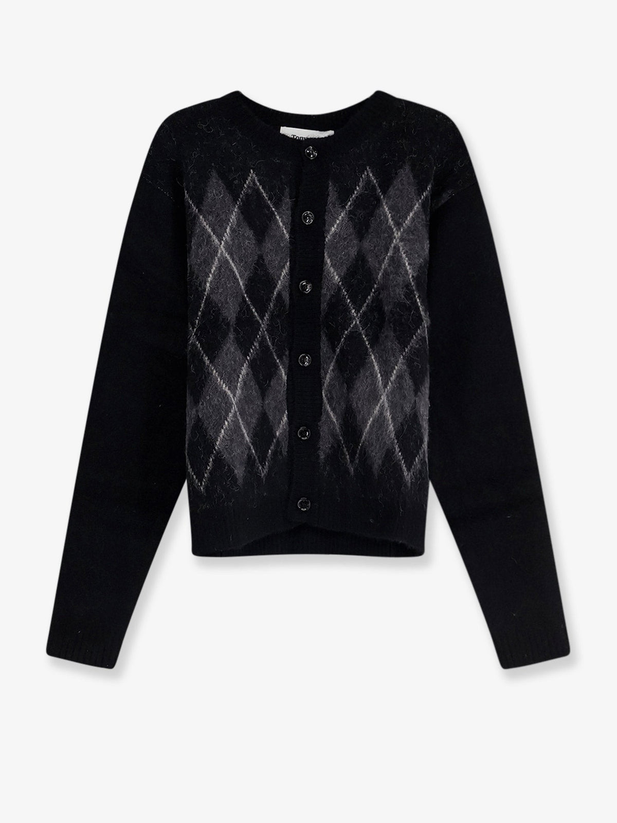 Brushed Argyle alpaca blend cardigan