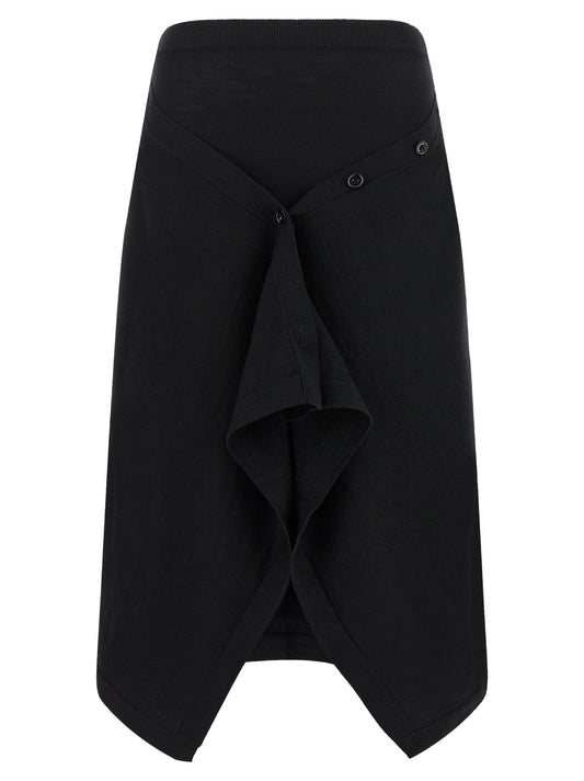 Button asymmetrical skirt