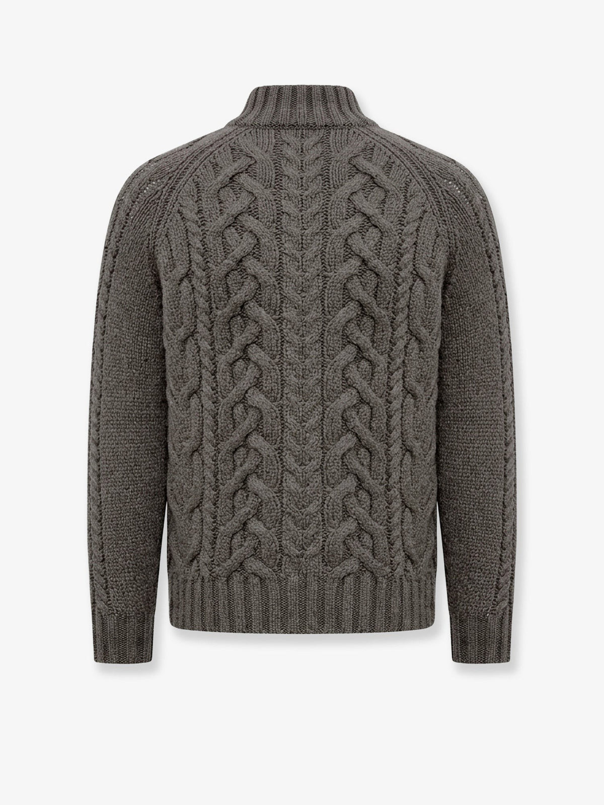 Cable knit cardigan with zip in cashmere