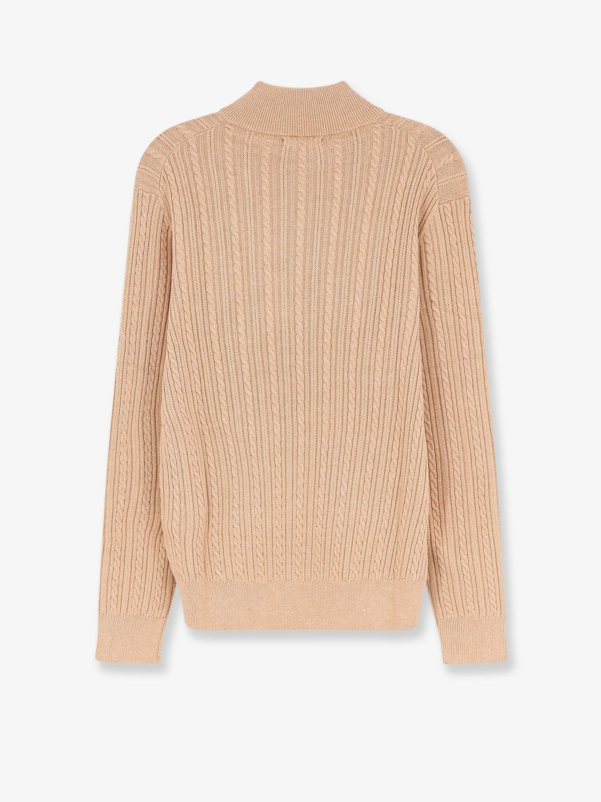 Cable knit cotton sweater with zip