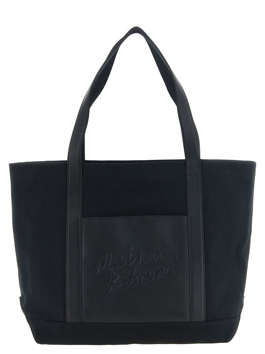 Canvas and large leather shopping bag