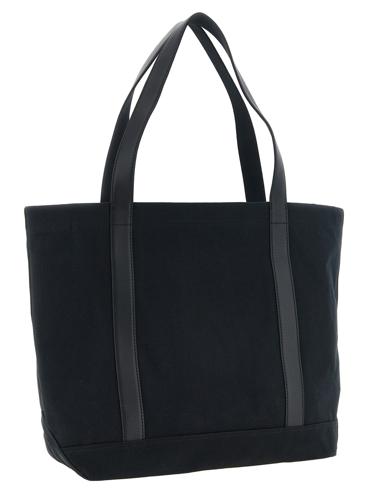 Canvas and large leather shopping bag