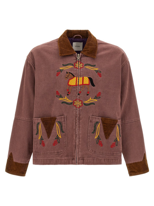 Canvas jacket with embroideries