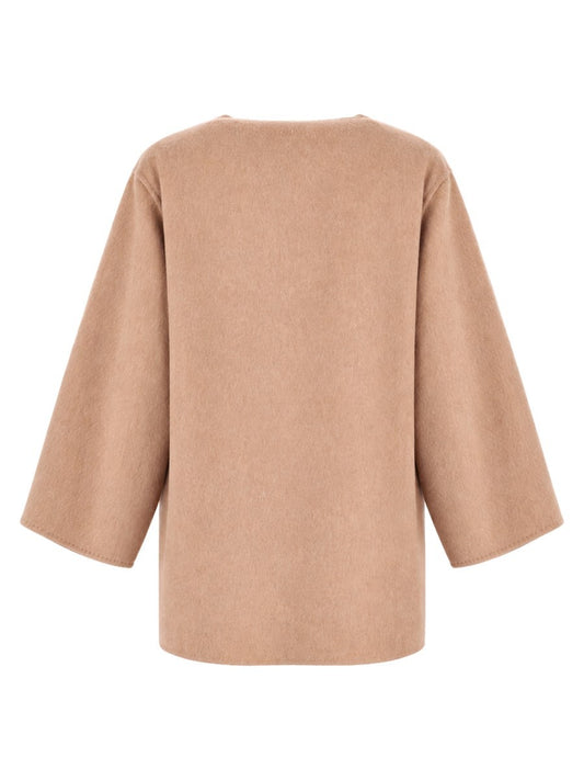 Cappotto Cardigan In Cammello e Mohair