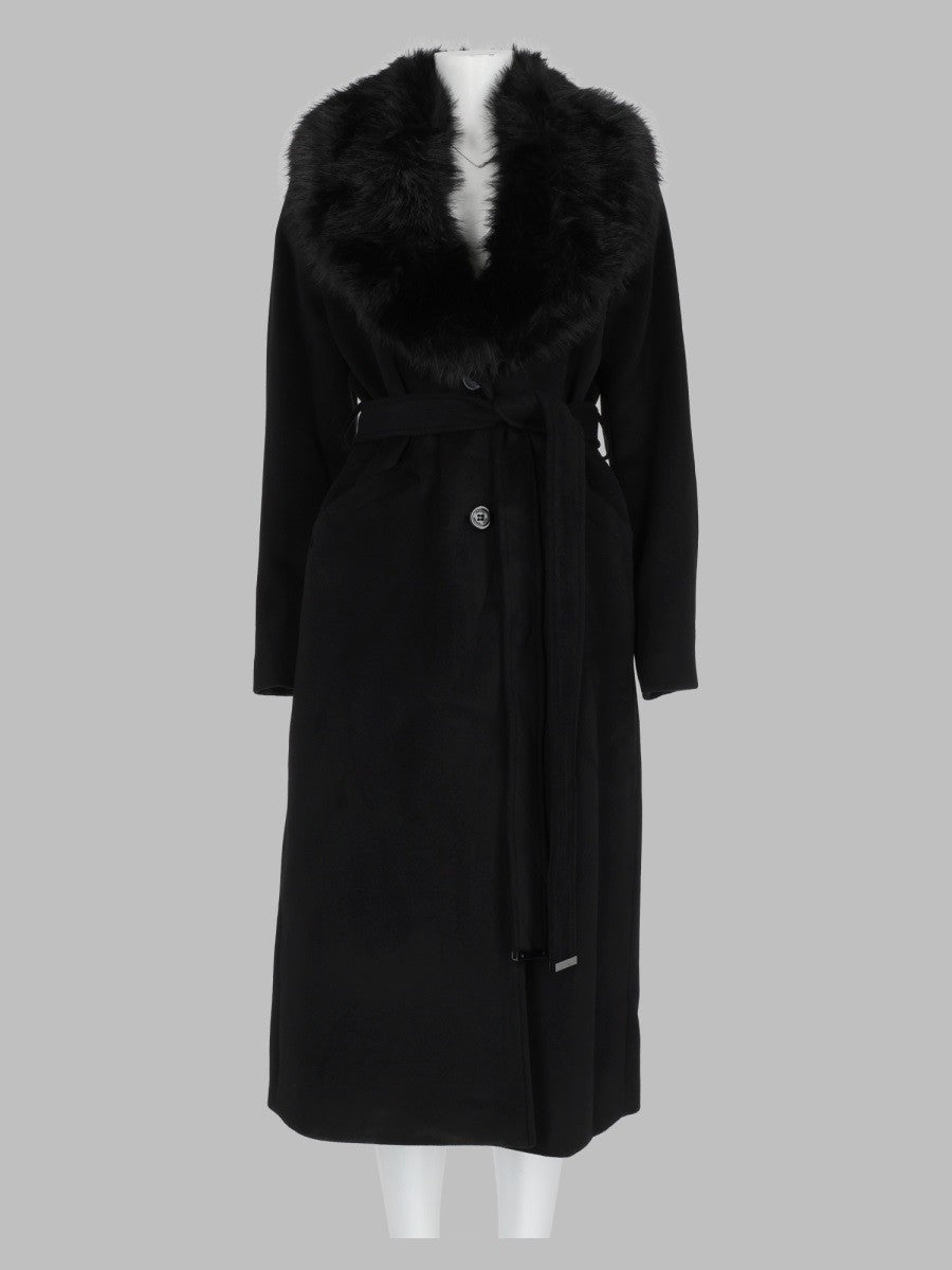 Cappotto con Finiture in Pelliccia Sintetica