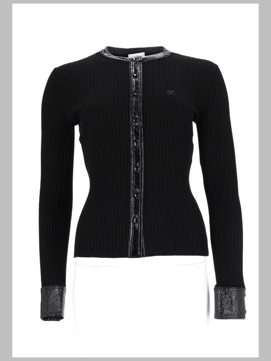 CARDIGAN A COSTE CON DETTAGLI IN VINILE