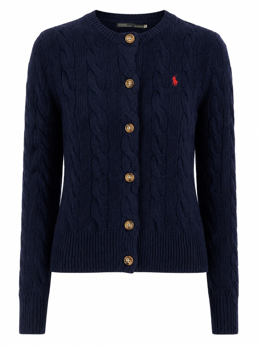 CARDIGAN A TRECCE CON LOGO