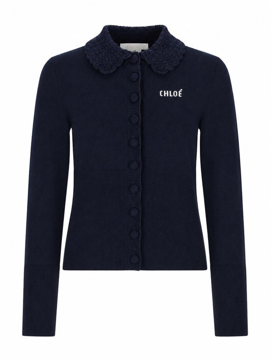 CARDIGAN ADERENTE IN MAGLIA CON LOGO