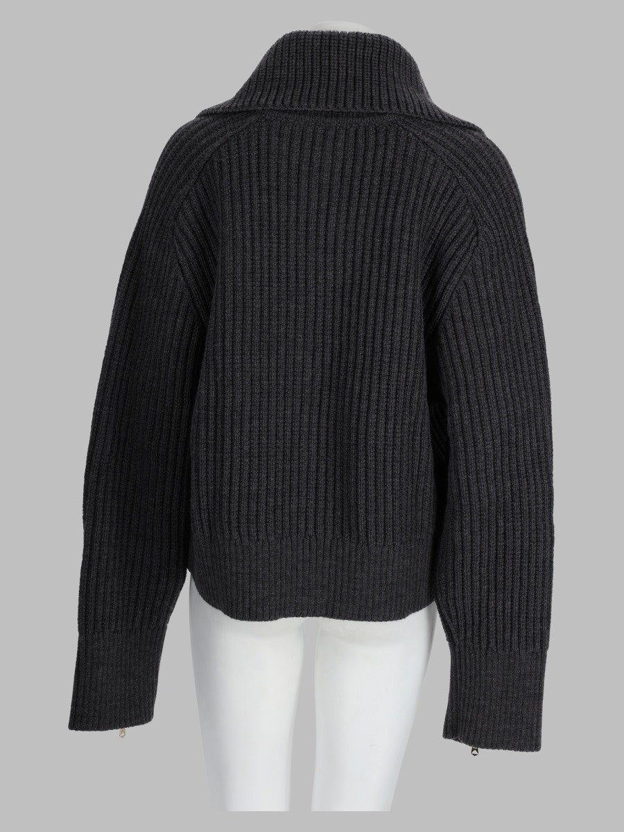 Cardigan In Lana Con Zip