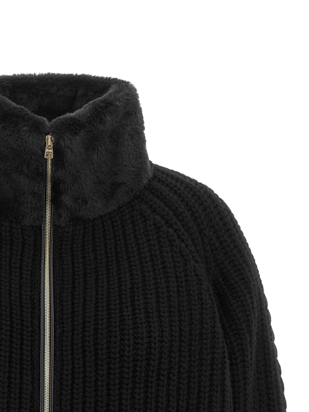 Cardigan with fur insert
