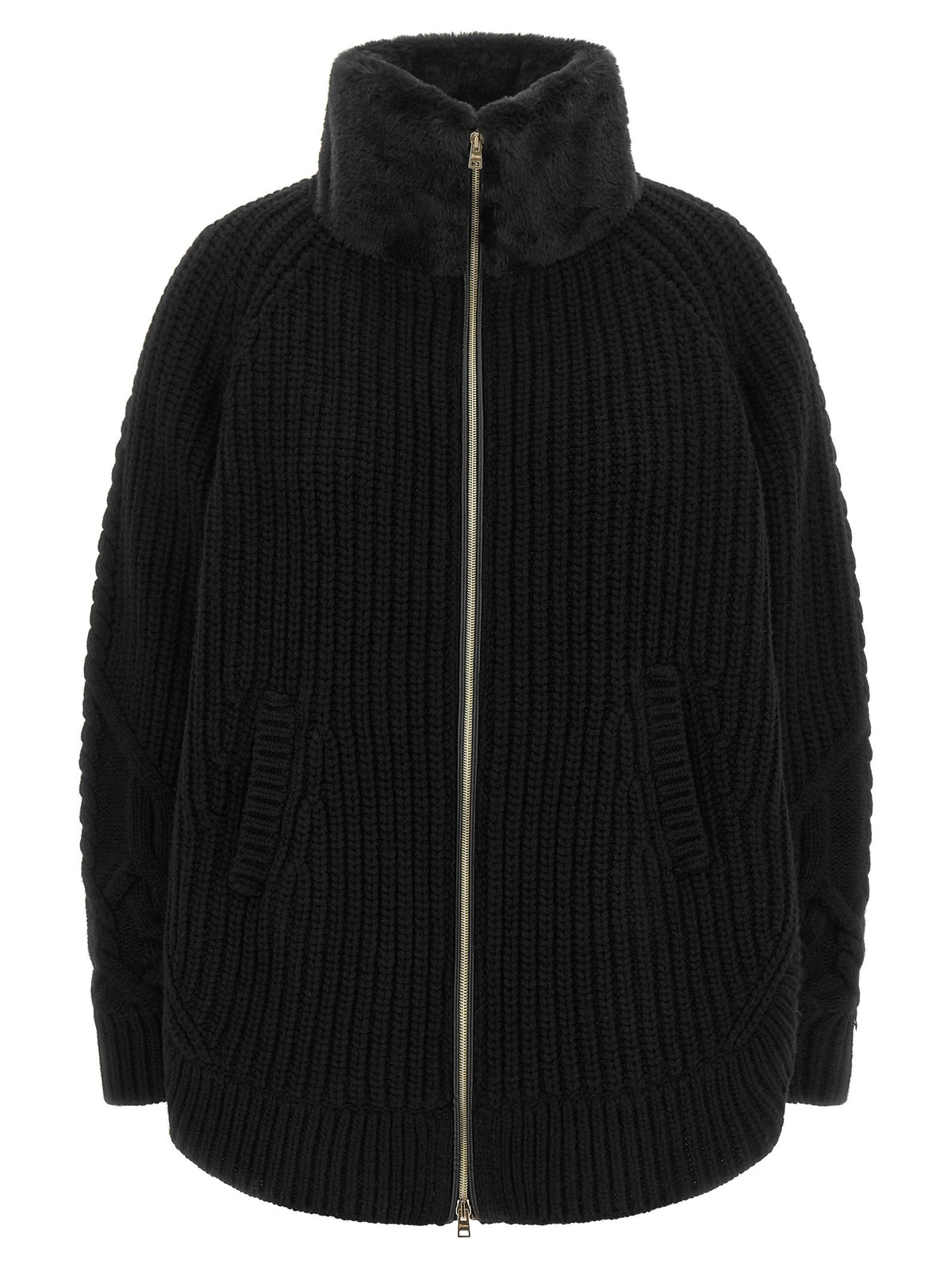 Cardigan with fur insert