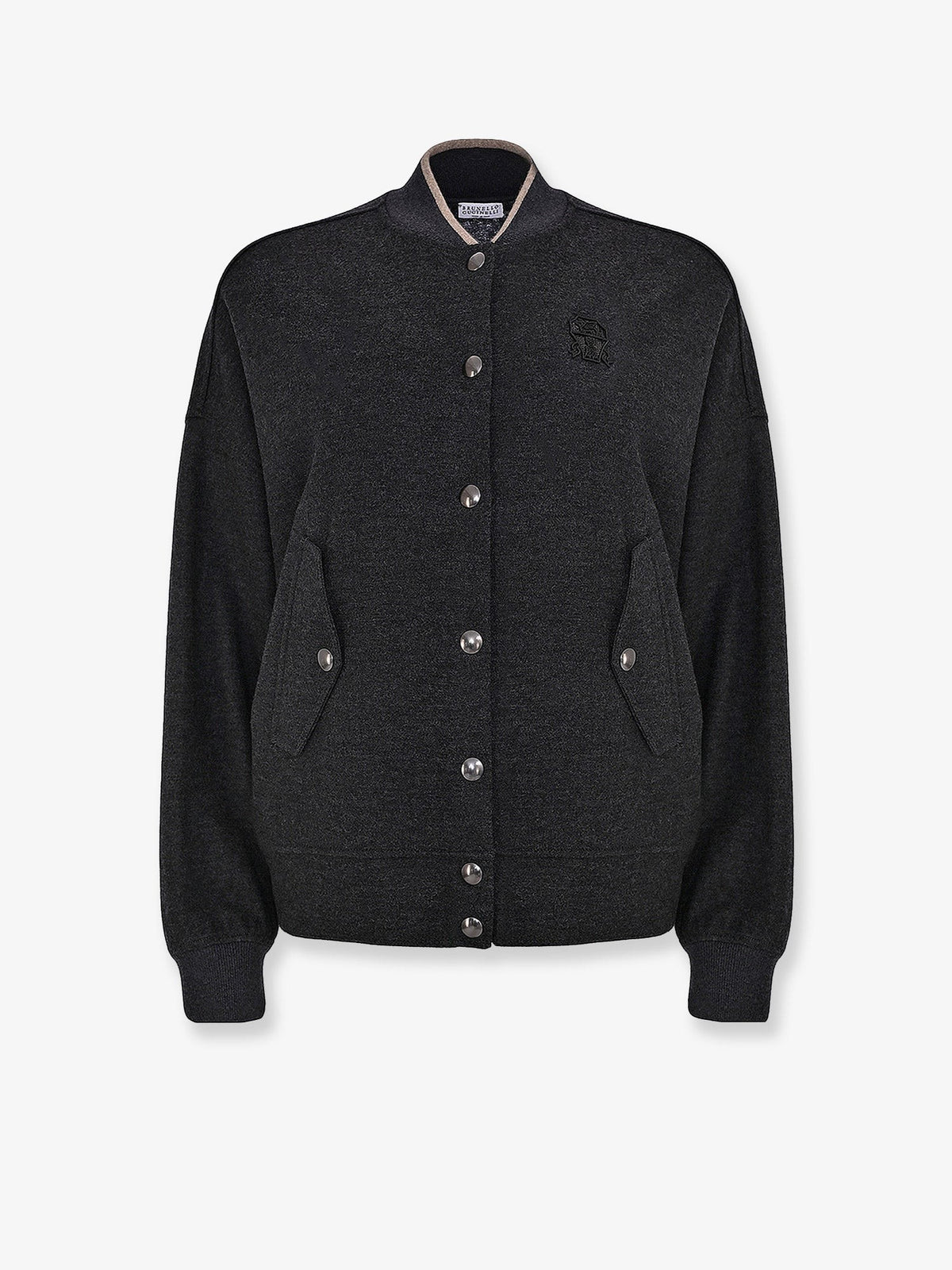 Cashmere interlock bomber jacket with logo