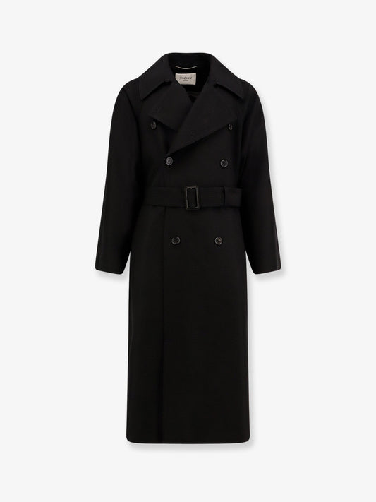 Certified wool coat with belt