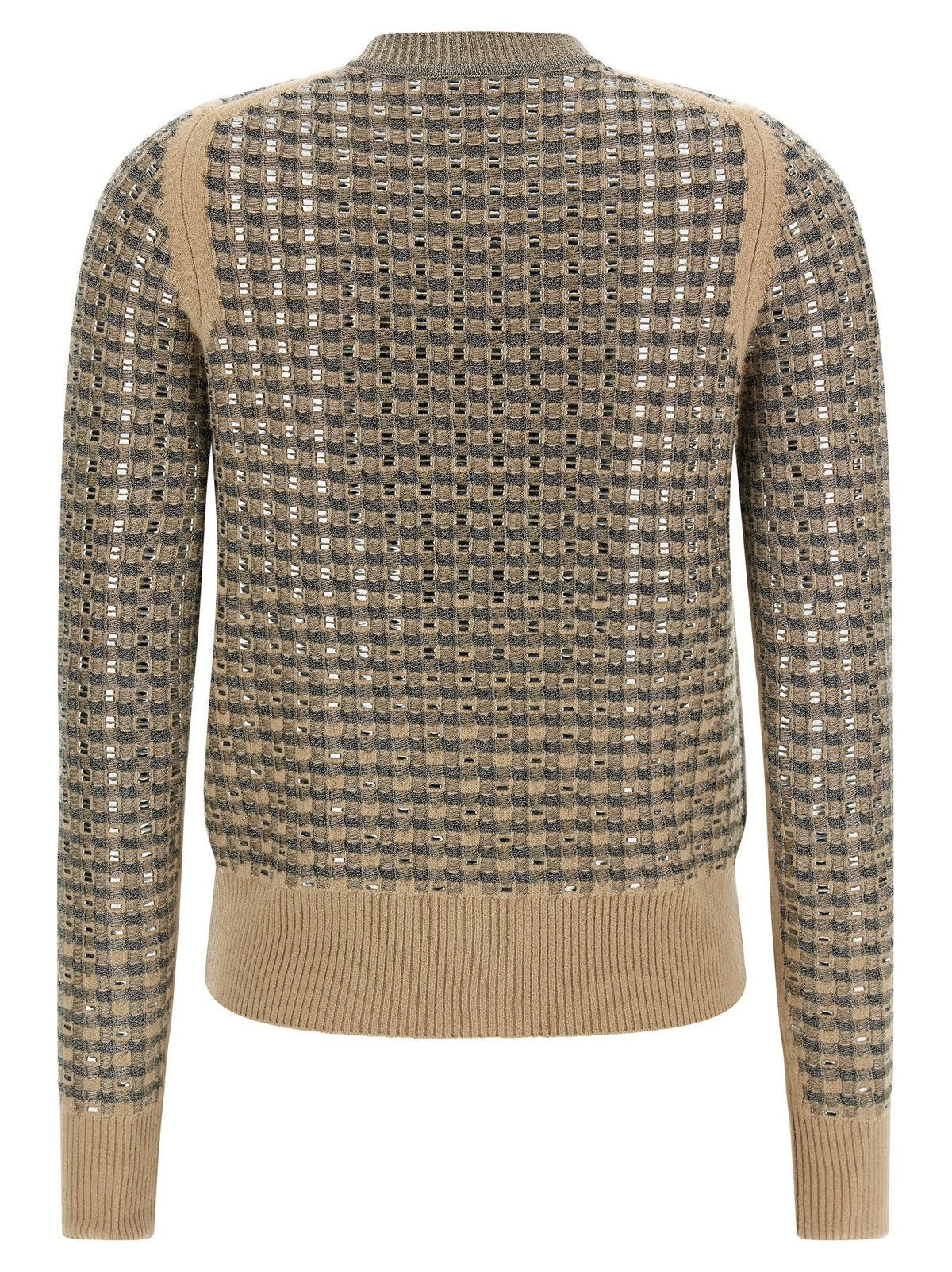 Check cardigan with crystals