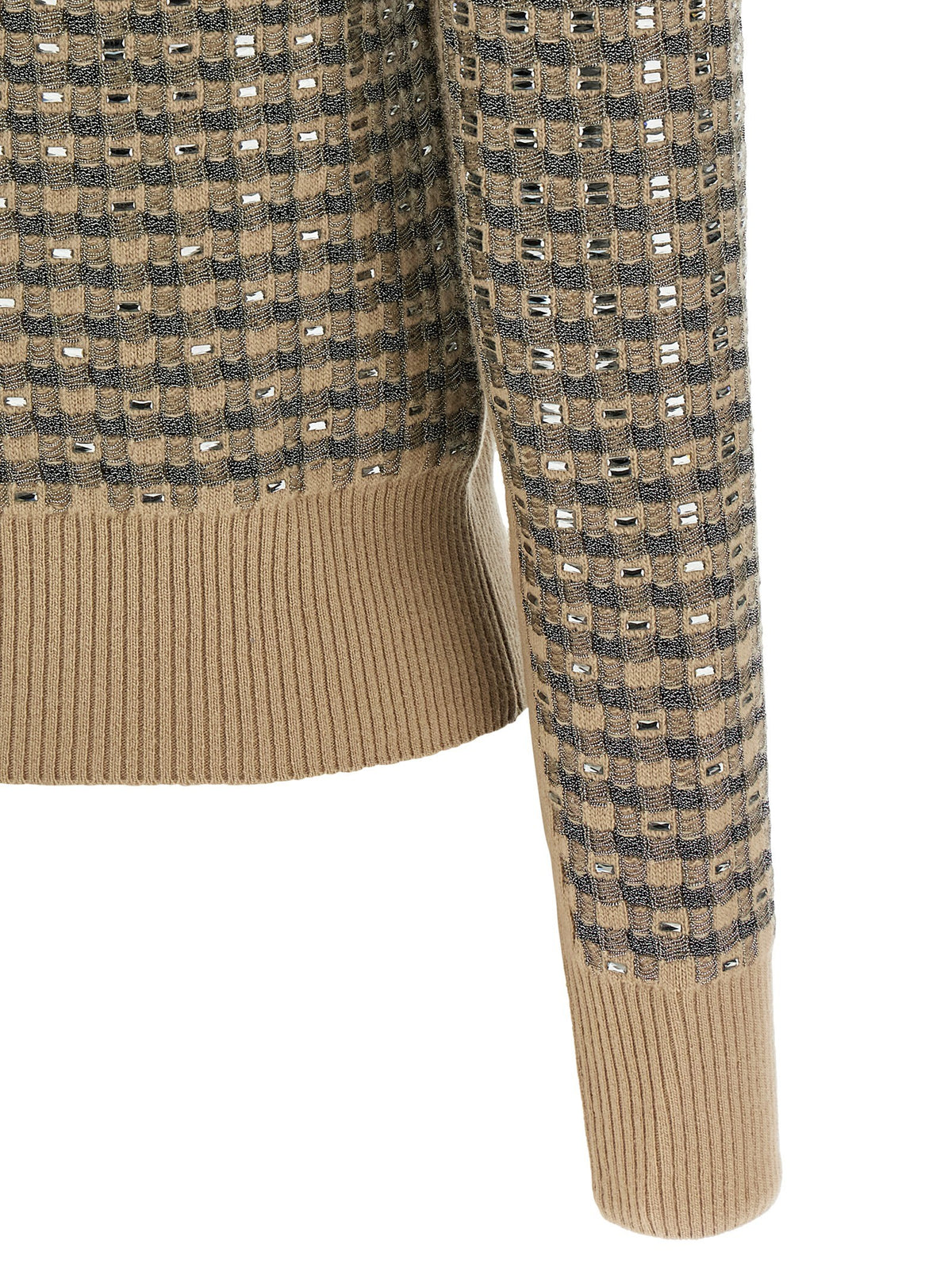 Check cardigan with crystals