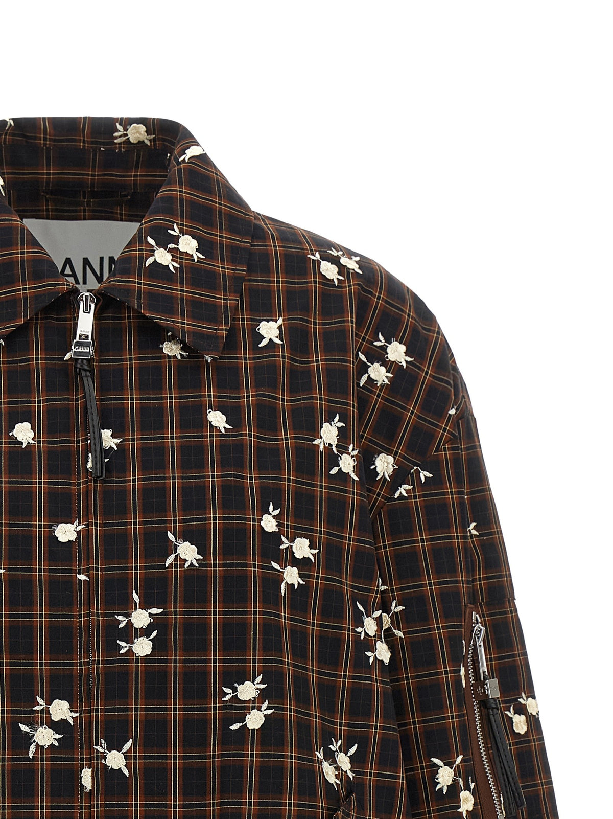 'Check Flower' bomber jacket