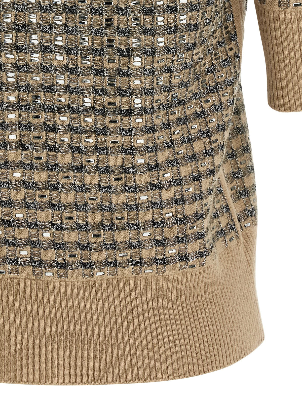 Check knit with crystals