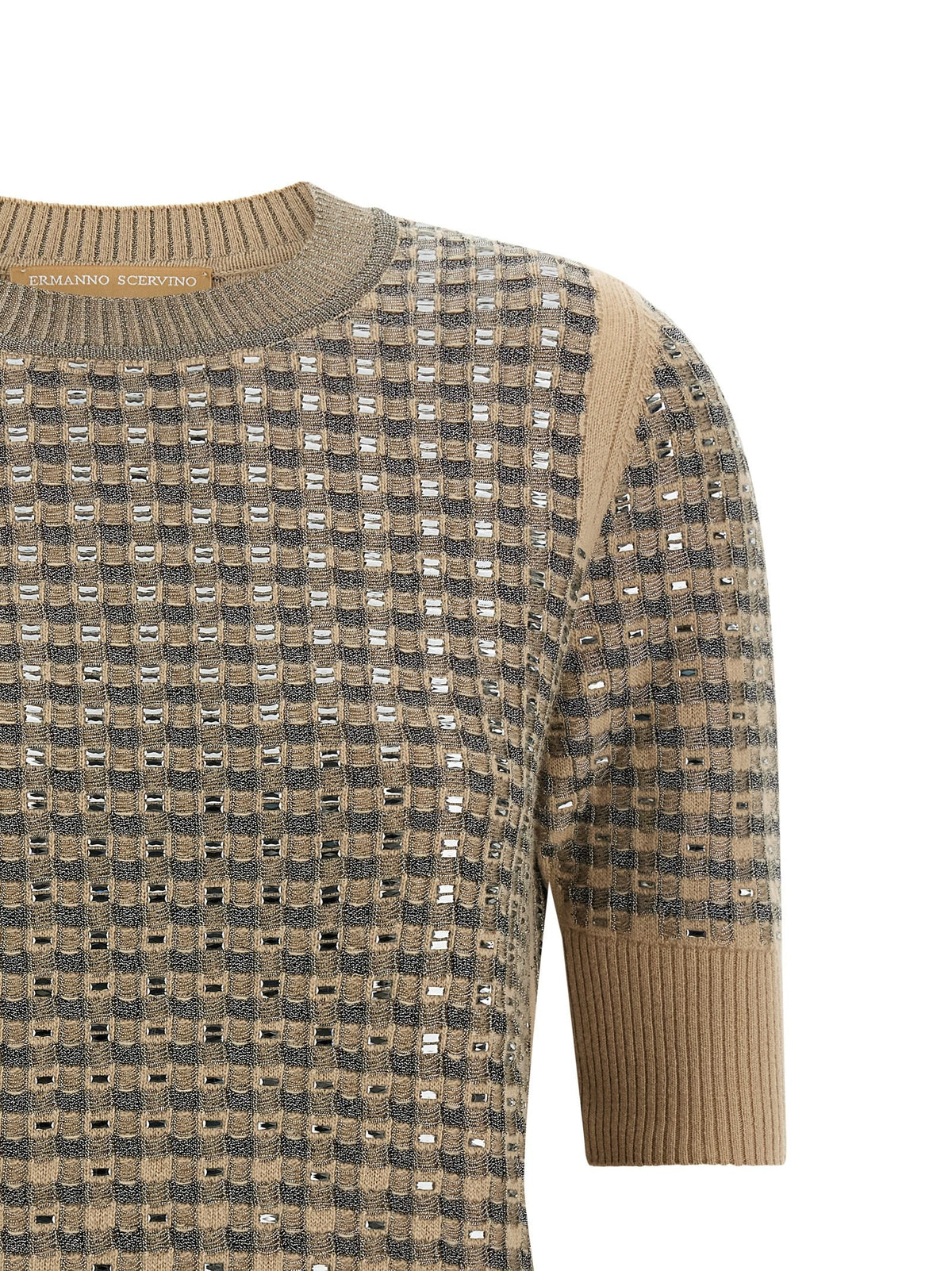Check knit with crystals