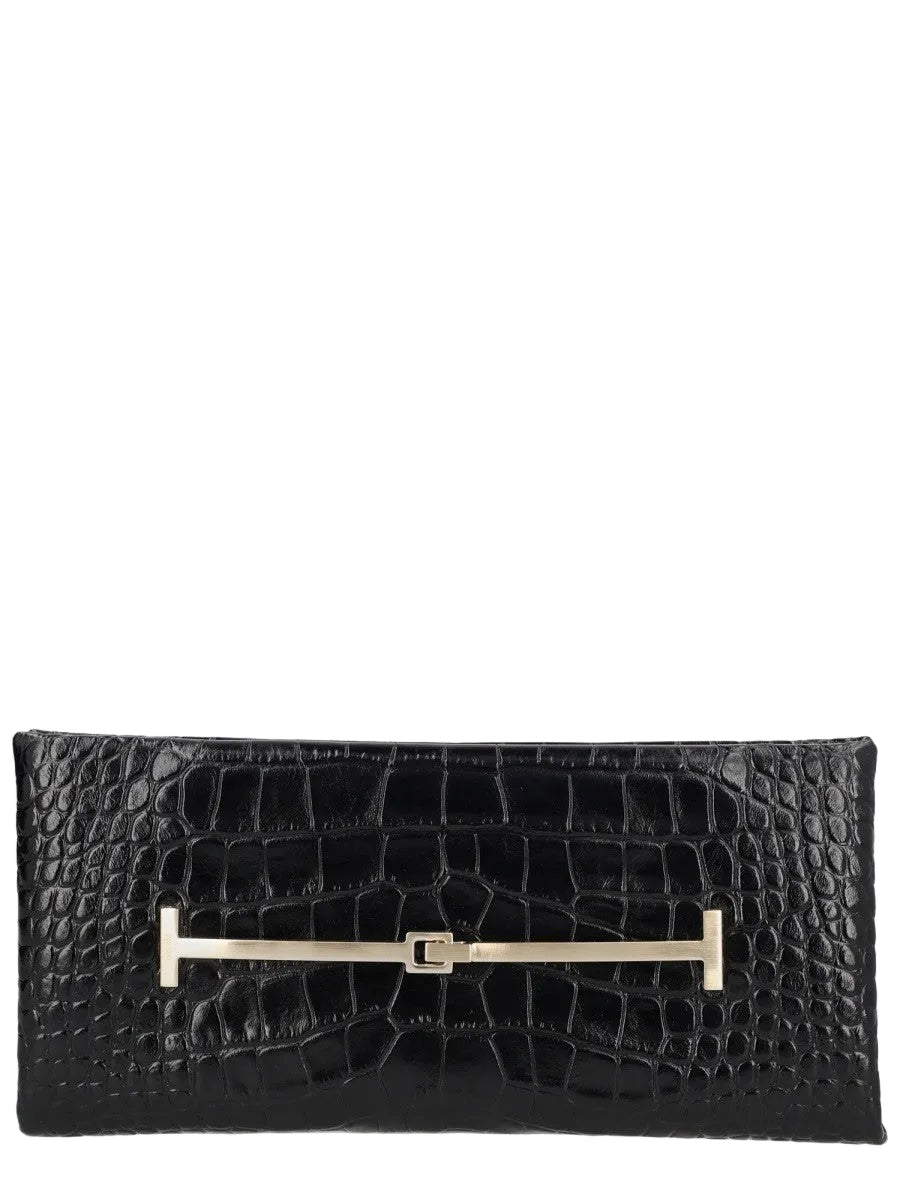 Clutch in Pelle Effetto Coccodrillo