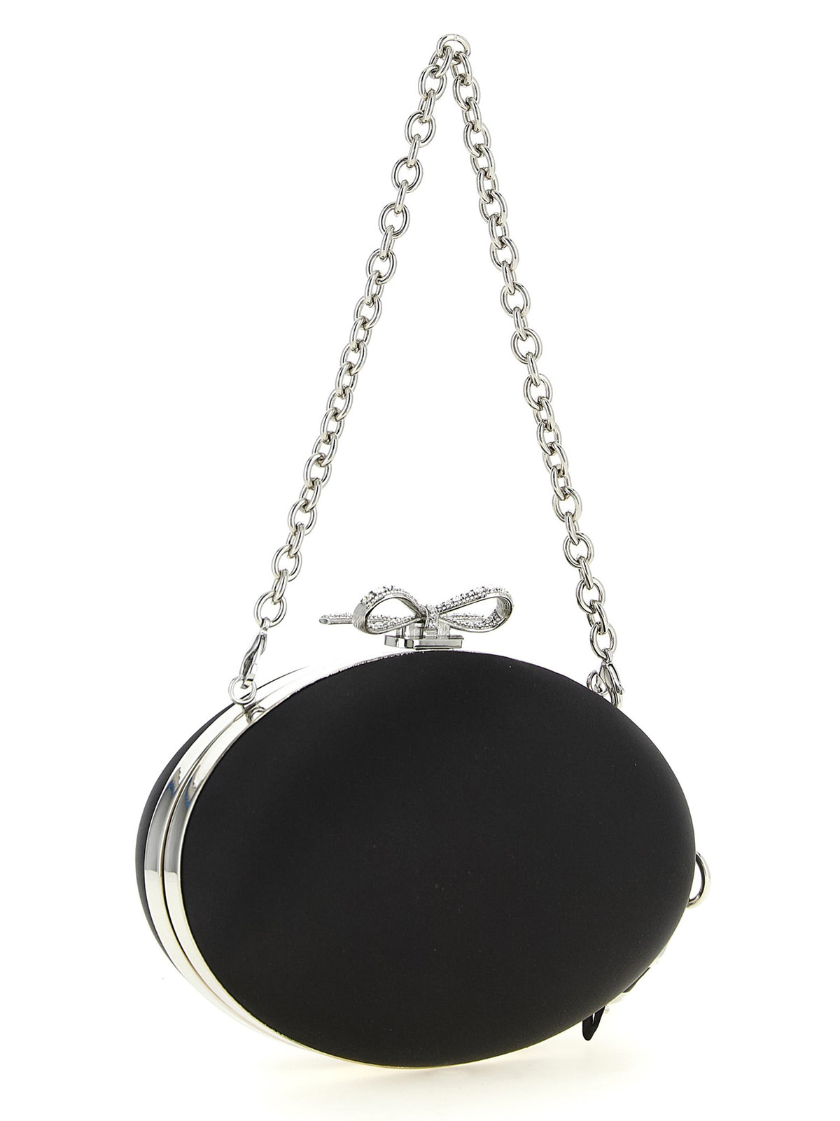 Oval satin clutch bag